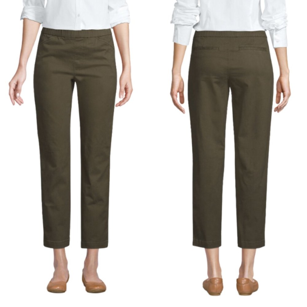 Kut From The Kloth Taylor Crop Trouser Pants Solid Olive Green Size 4 NEW!